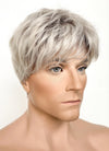 Ash Blonde With Dark Roots Straight Pixie Synthetic Hair Men's Wig NS424