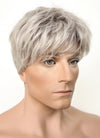 Ash Blonde With Dark Roots Straight Pixie Synthetic Hair Men's Wig NS424