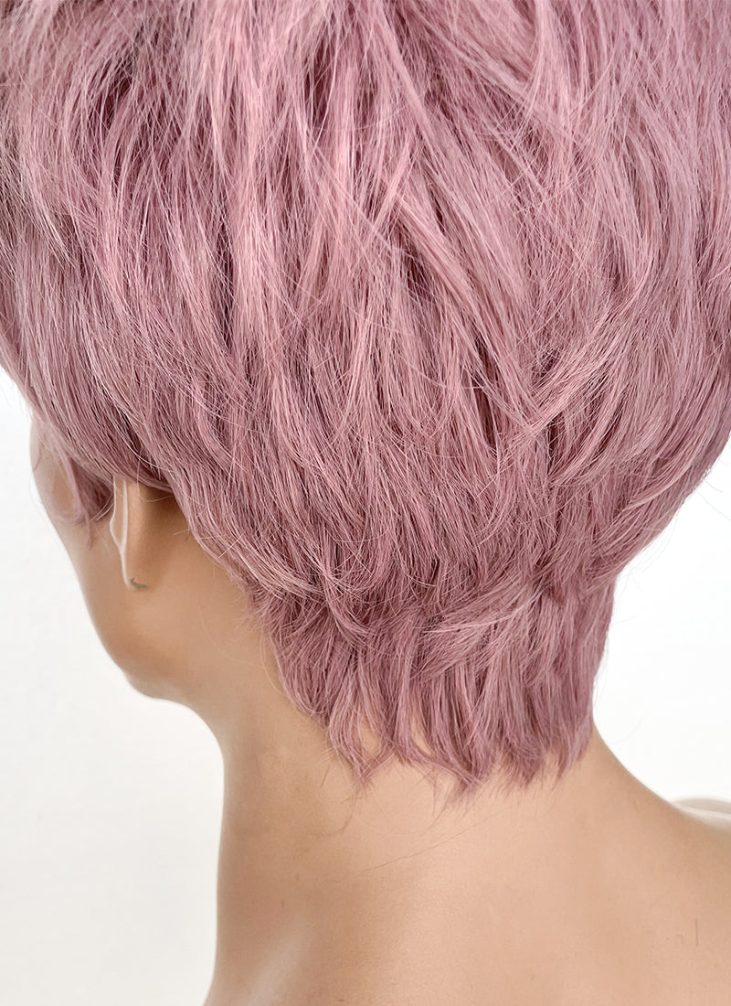 Ash Pink With Dark Roots Straight Pixie Synthetic Hair Men's Wig NS427