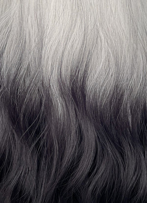Grey Black Ombre With Dark Roots Wavy Synthetic Hair Wig NS436