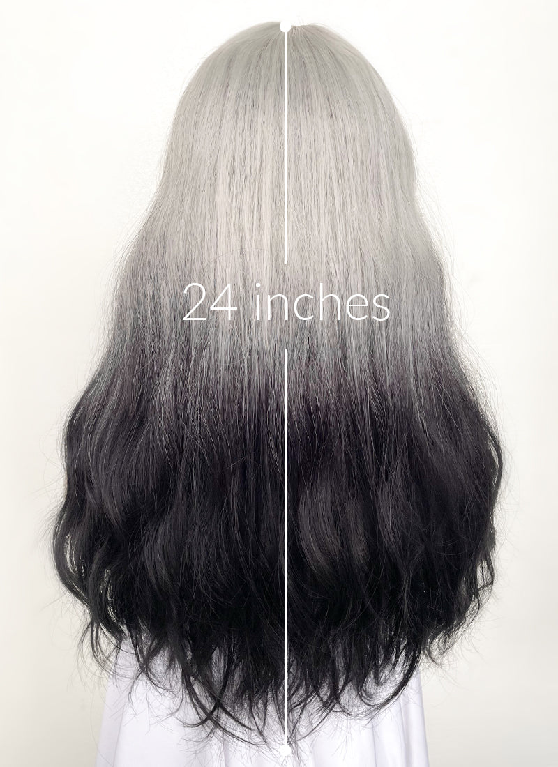 Grey Black Ombre Wavy Synthetic Hair Wig NS437