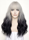 Grey Black Ombre Wavy Synthetic Hair Wig NS437