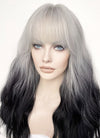 Grey Black Ombre Wavy Synthetic Hair Wig NS437