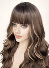 Brunette Mixed Blonde Wavy Synthetic Hair Wig NS438