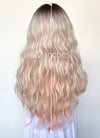 Blonde Mixed Pink With Dark Roots Wavy Synthetic Hair Wig NS486