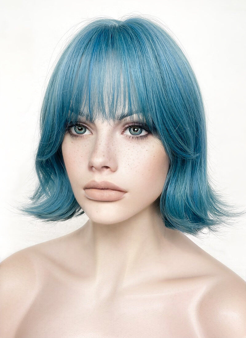 Blue Mixed Green Wavy Synthetic Hair Wig NS488