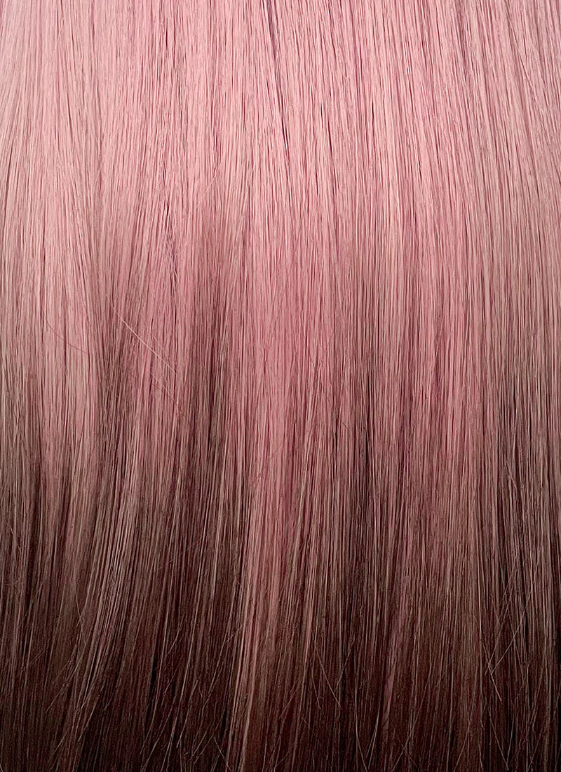 Pink Brown Ombre Straight Synthetic Hair Wig NS492