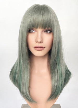 Green With Highlights Straight Synthetic Hair Wig NS493