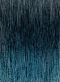 Black Mixed Ash Blue Straight Synthetic Hair Wig NS495