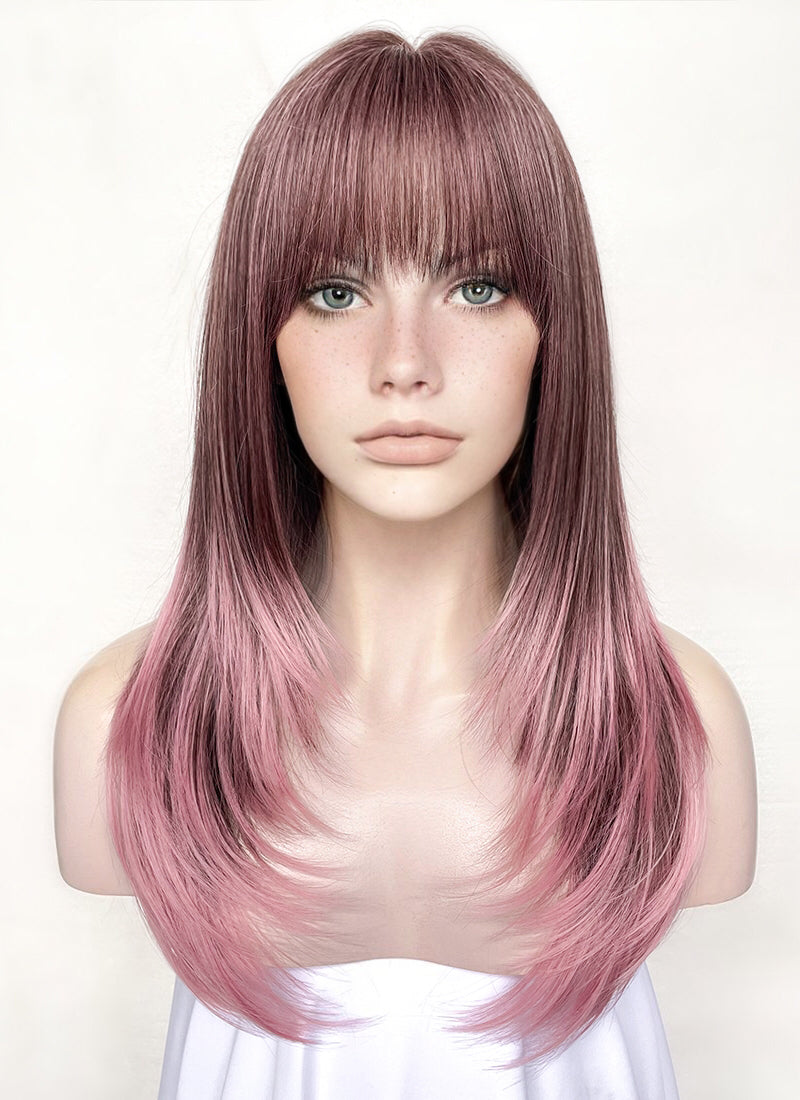 Two Tone Pink Straight Synthetic Hair Wig NS496