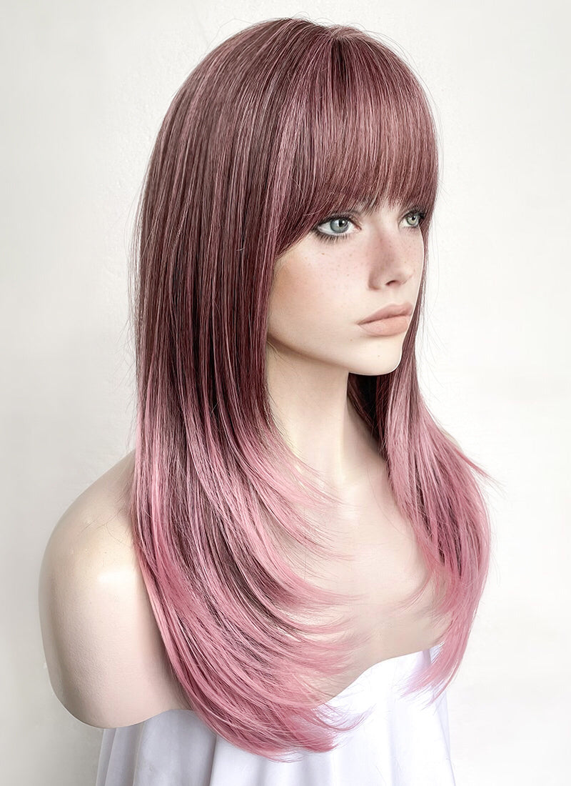 Two Tone Pink Straight Synthetic Hair Wig NS496