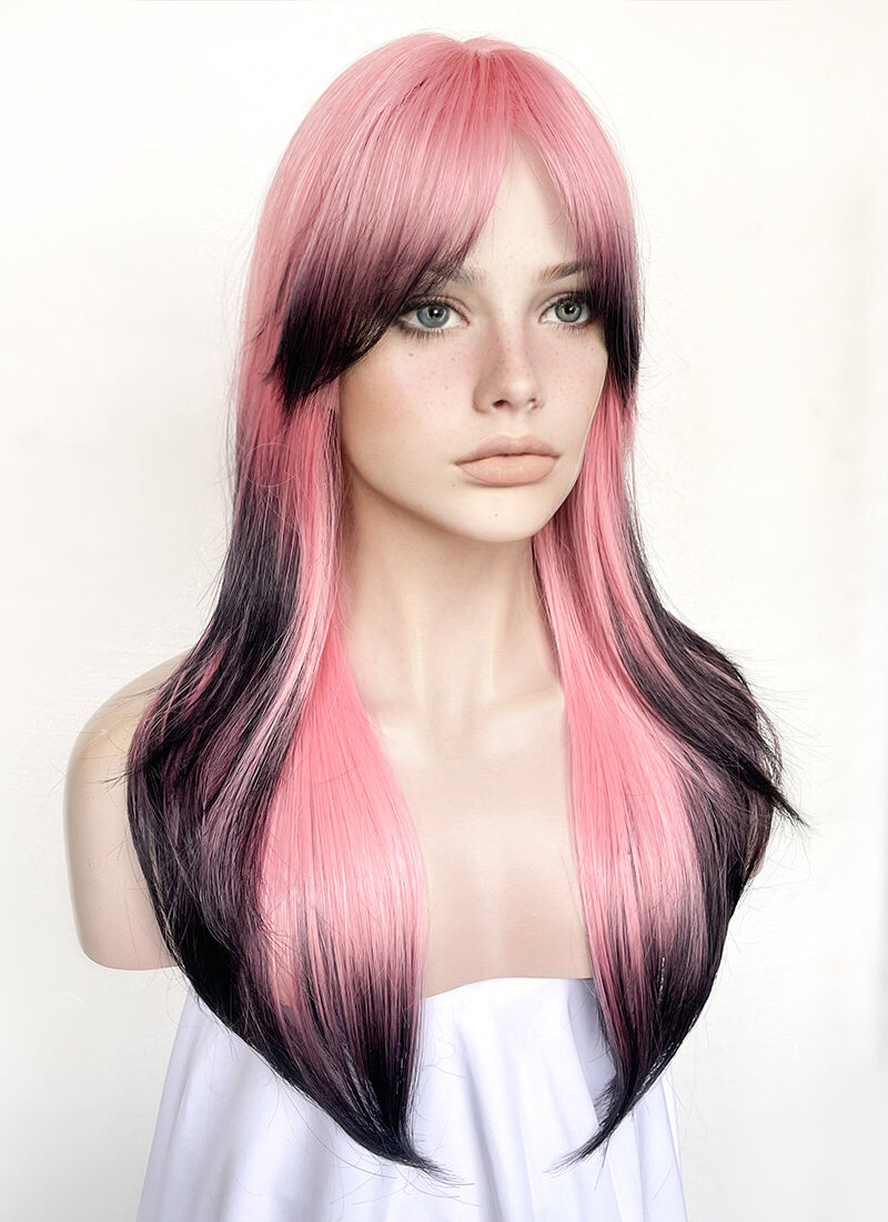 Pink Mixed Black Straight Synthetic Hair Wig NS500