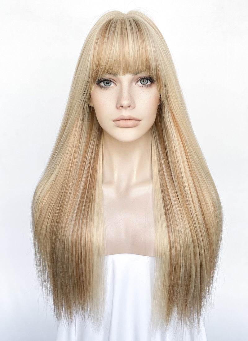 Blonde Mixed Brown Straight Synthetic Hair Wig NS520