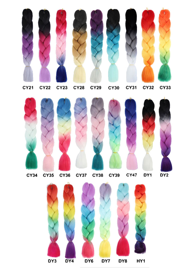 24" Festival Jumbo Braiding Synthetic Hair Extensions - Ombre Colors